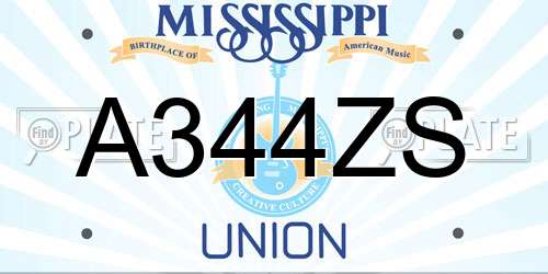 A344ZS Mississippi License Plate