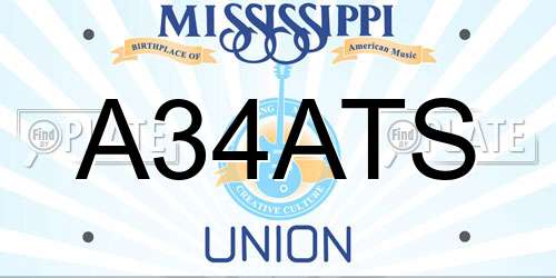 A34ATS Mississippi License Plate