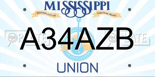 A34AZB Mississippi License Plate