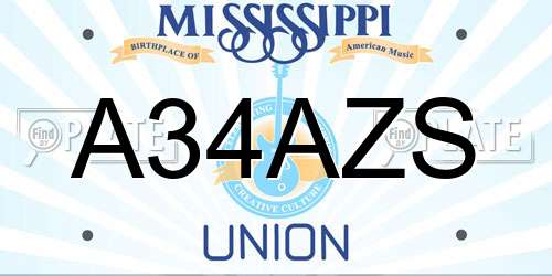 A34AZS Mississippi License Plate