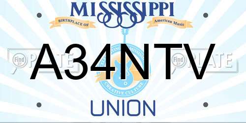 A34NTV Mississippi License Plate