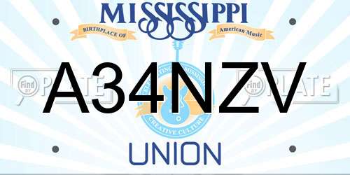 A34NZV Mississippi License Plate