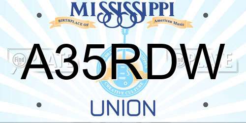 A35RDW Mississippi License Plate