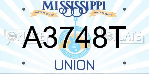 A3748T Mississippi License Plate