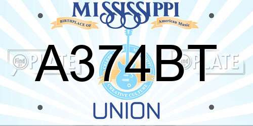 A374BT Mississippi License Plate