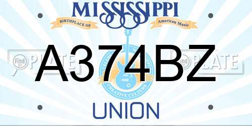 A374BZ Mississippi License Plate