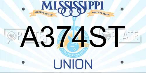 A374ST Mississippi License Plate