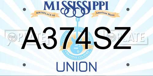 A374SZ Mississippi License Plate