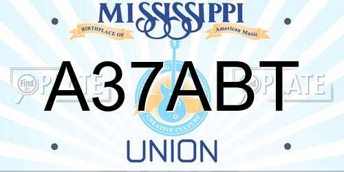 A37ABT Mississippi License Plate