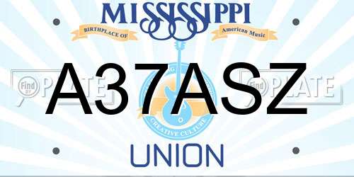 A37ASZ Mississippi License Plate