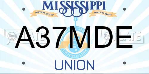 A37MDE Mississippi License Plate