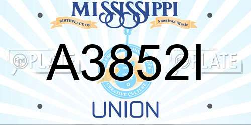 A3852I Mississippi License Plate