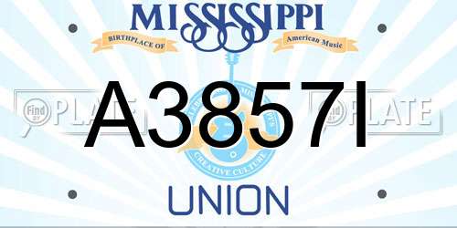 A3857I Mississippi License Plate
