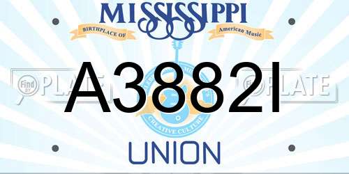 A3882I Mississippi License Plate
