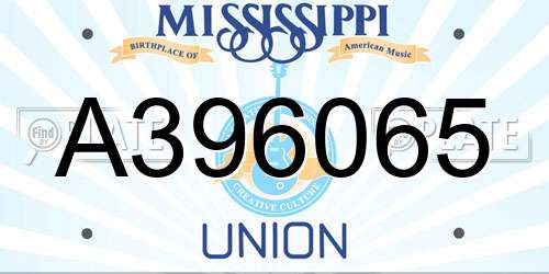 A396065 Mississippi License Plate