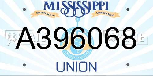 A396068 Mississippi License Plate