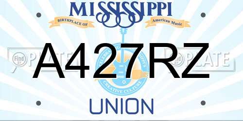 A427RZ Mississippi License Plate