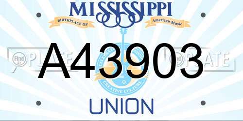 A43903 Mississippi License Plate