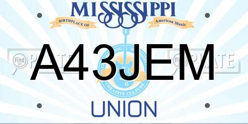 A43JEM Mississippi License Plate