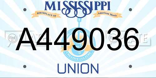 A449036 Mississippi License Plate