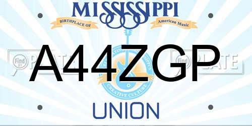 A44ZGP Mississippi License Plate