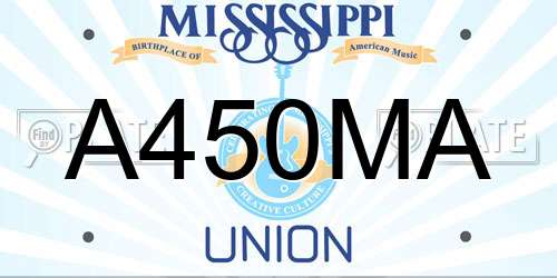 A450MA Mississippi License Plate