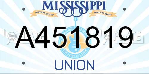 A451819 Mississippi License Plate