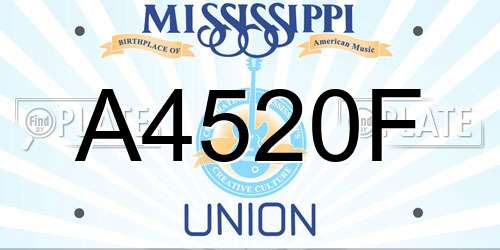 A4520F Mississippi License Plate