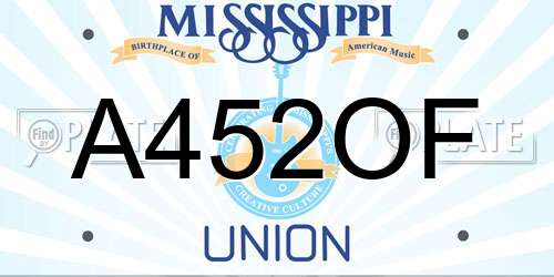 A452OF Mississippi License Plate