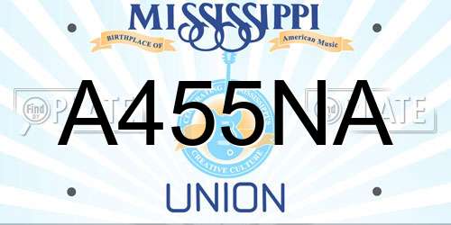 A455NA Mississippi License Plate