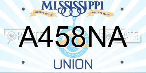 A458NA Mississippi License Plate