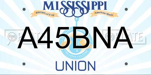 A45BNA Mississippi License Plate