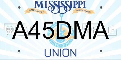 A45DMA Mississippi License Plate