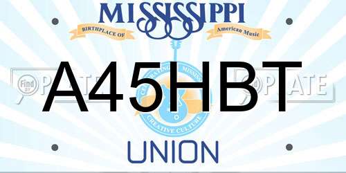 A45HBT Mississippi License Plate