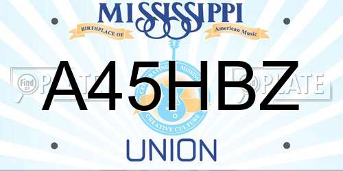 A45HBZ Mississippi License Plate
