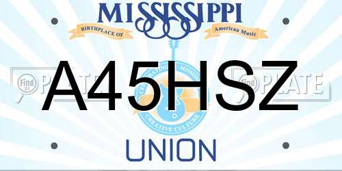 A45HSZ Mississippi License Plate