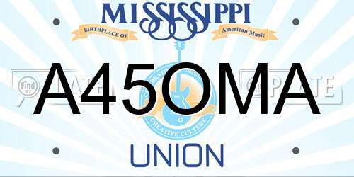 A45OMA Mississippi License Plate