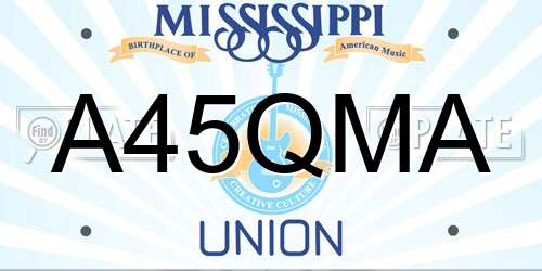 A45QMA Mississippi License Plate