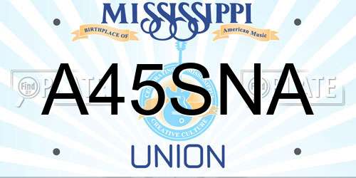 A45SNA Mississippi License Plate