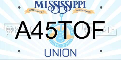 A45TOF Mississippi License Plate