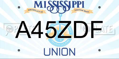 A45ZDF Mississippi License Plate