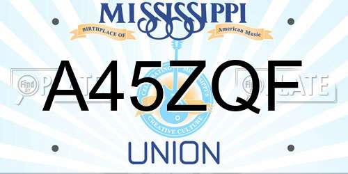 A45ZQF Mississippi License Plate