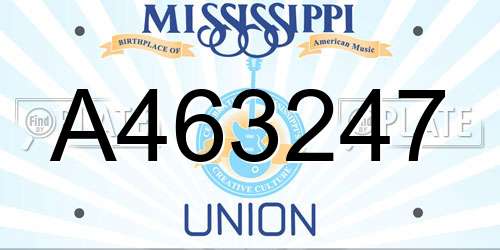 A463247 Mississippi License Plate