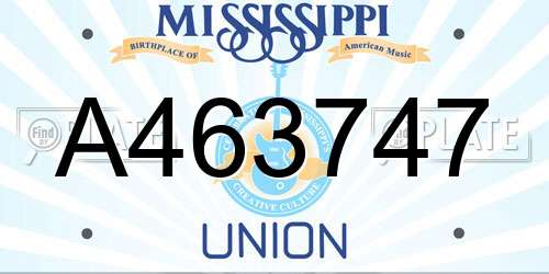 A463747 Mississippi License Plate