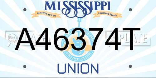 A46374T Mississippi License Plate