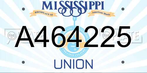 A464225 Mississippi License Plate