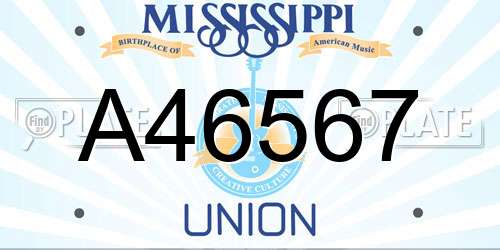 A46567 Mississippi License Plate
