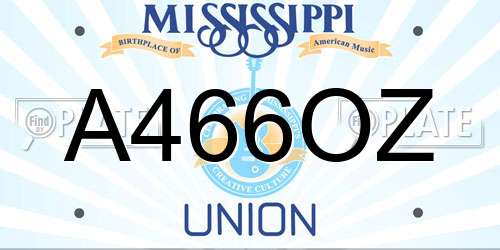 A466OZ Mississippi License Plate