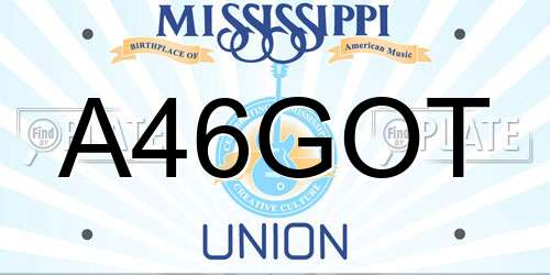 A46GOT Mississippi License Plate