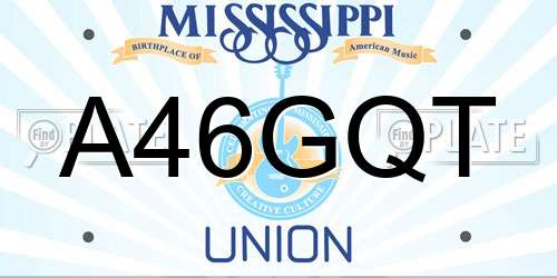 A46GQT Mississippi License Plate